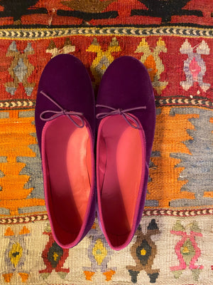 velvet purple ballerina flats