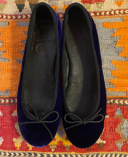 purple velvet ballerina flat